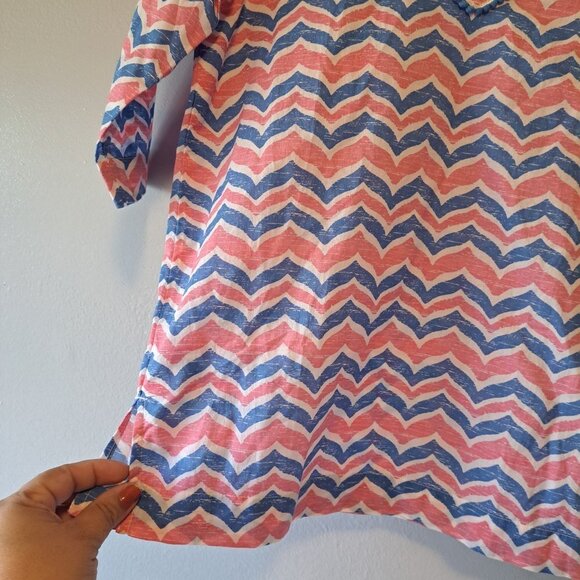 Vineyard Vines Girls Whale Tail Chevron Tunic Swim Cover Up Blouse Sz XSmall - Picture 4 of 11